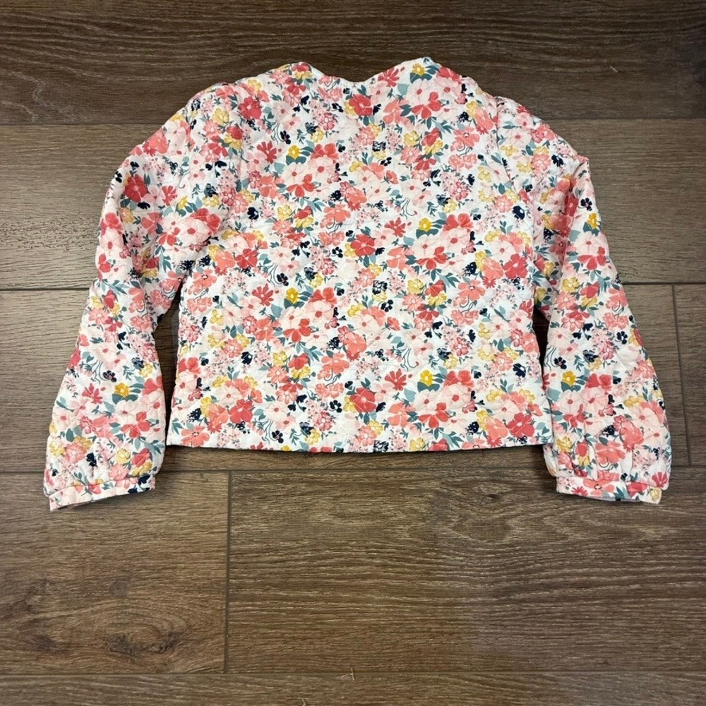 Janie and Jack Girls Quilted Floral Jacket Sz 6 Lightweight, Button Front - Picture 10 of 12
